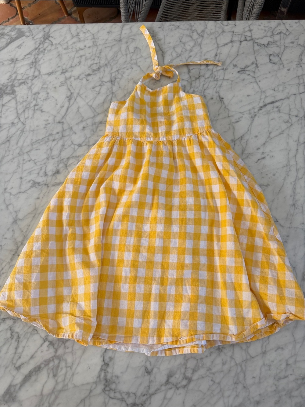 Hope & Henry Yellow & White Gingham Dress Halter Sz 6T Organic Cotton